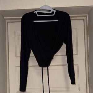 Elegant Black Wrap Crop Top